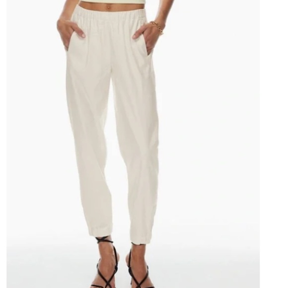 Babaton Pants - Aritzia Dexter Linen White Pants